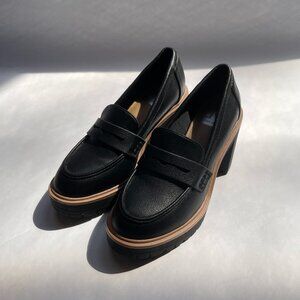 DV Dolce Vita Jayjay Block-Heel Lug-Sole Penny Loafers | Black | Size 6